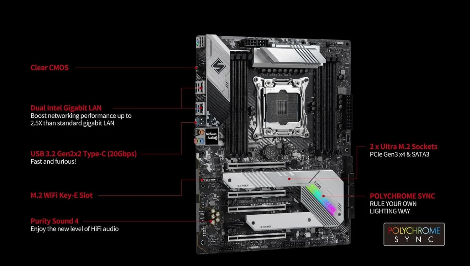 مادربرد Asrock X299 Steel Legend Intel X299 LGA 2066 (Socket R4) ATX