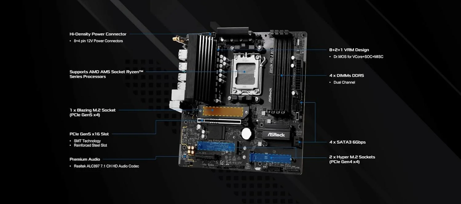 مادربرد ASRock AMD AM5 B850M Pro-A WiFi مادربرد ASRock AMD AM5 B850M Pro-A WiFi