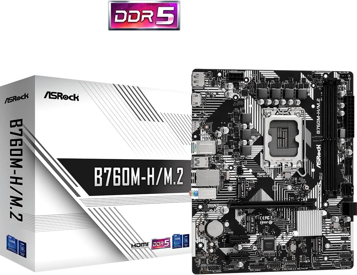 مادربرد ASRock B760MHM.2 mATX با دو اسلات DDR5