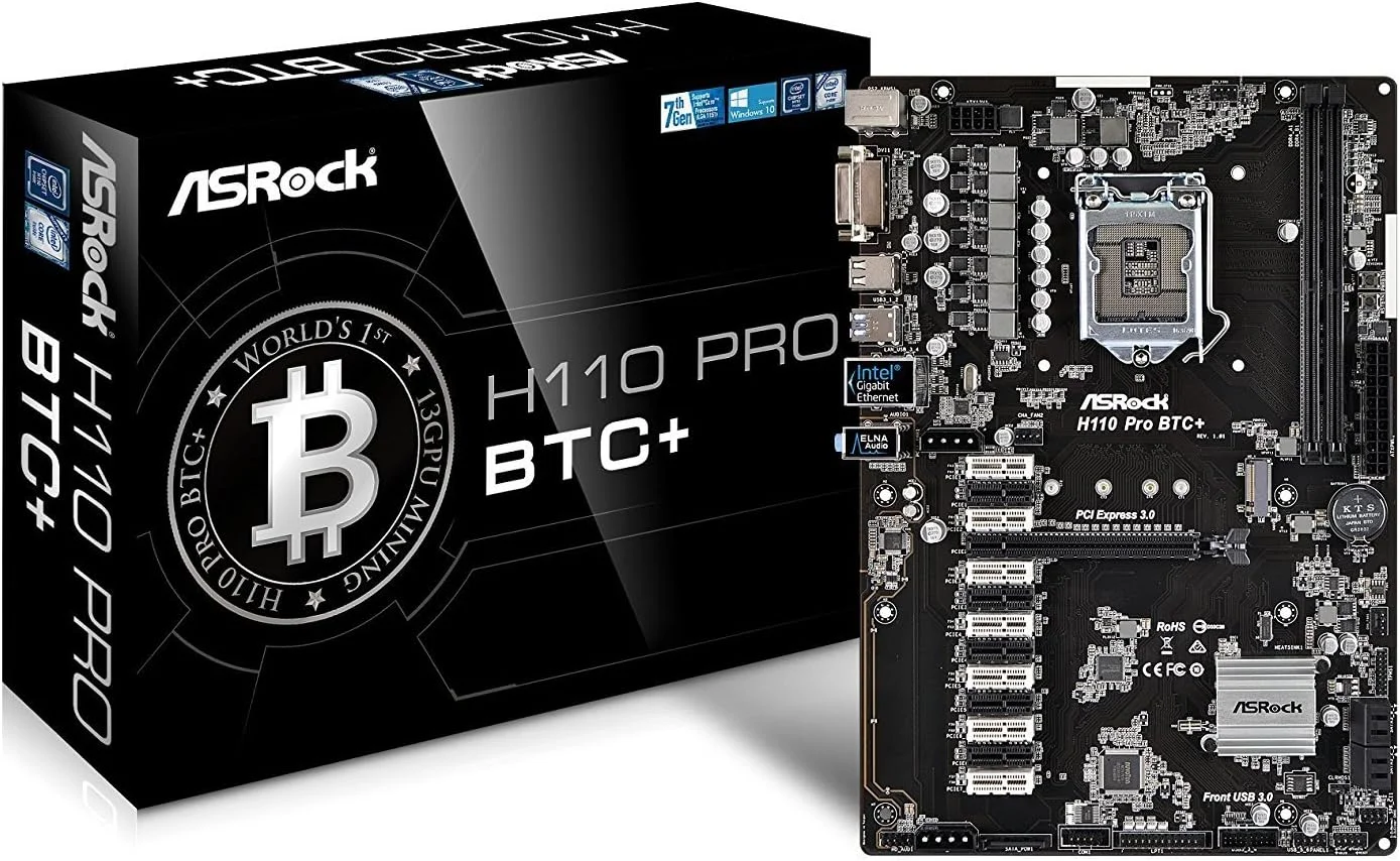مادربرد ایسراک H110 PRO BTC+ با قابلیت پشتیبانی از 13 کارت گرافیک برای استخراج ارز دیجیتال