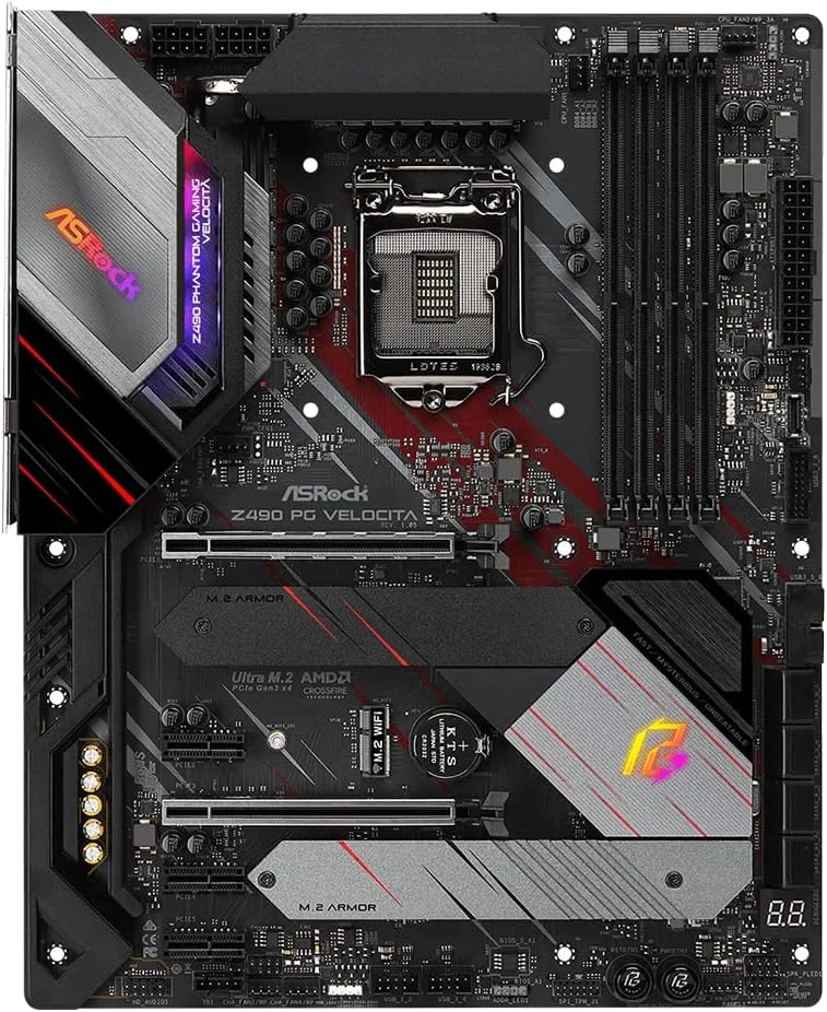 مادربرد ASRock Z490 Phantom Gaming Velocita با پشتیبانی از پردازنده‌های نسل دهم و نسل آینده Intel Core TM، سوکت 1200، مشکی