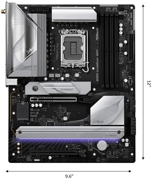 مادربرد ASRock B860 Live Mixer WiFi 6E LGA1851 DDR5 ATX سری Intel Core Ultra 2، فاز قدرت 12+1+1+1+1، PCIe 5.0 x16 Thunderbolt 4 Wi-Fi 6E DDR5 8666+ (OC) 3x M.2 (Gen5/4) 2.5G LAN BIOS Flashback