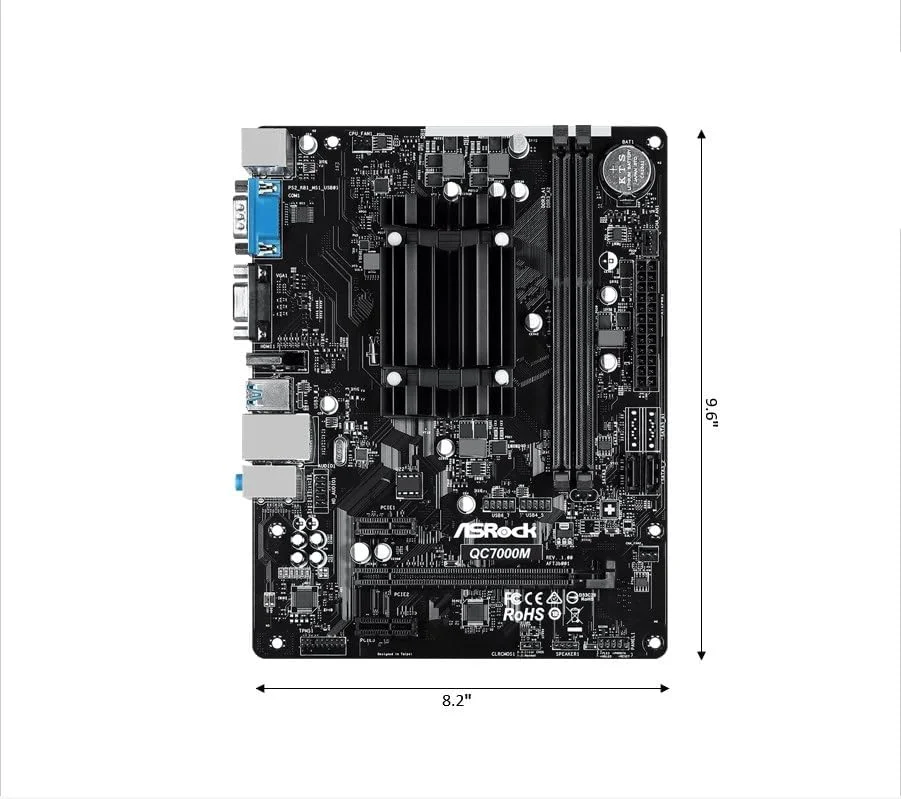 مادربرد ASRock QC7000M AMD FT3b Carrizo-L E2-7110 چهار هسته ای APU - DDR3 1600، گرافیک Radeon R2، HDMI/D-Sub، USB 3.2 Gen1، SATA3، Gigabit LAN، صدای 7.1 کاناله