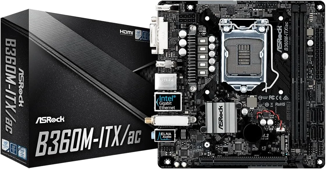 مادربرد ASRock B360M-ITX/AC LGA1151/Intel B360/DDR4/SATA3&USB3.1/M.2/Wi-Fi/GbE/Mini-ITX