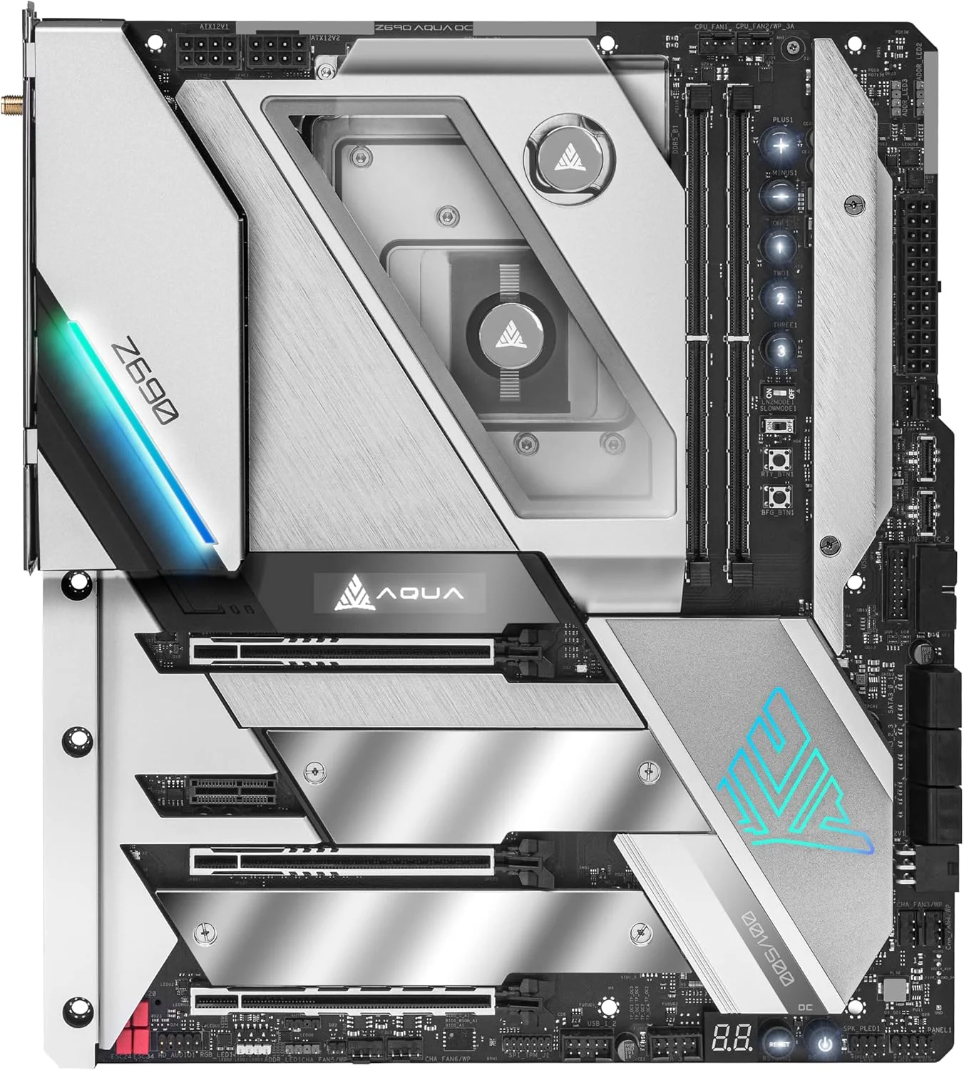 مادربرد ASRock Z690 AQUA OC، اینتل Z690، سوکت 1700، EATX، دو اسلات DDR5، HDMI، دو تاندربولت، Wi-Fi، شبکه 10G و 2.5G LAN، PCIe5، نورپردازی RGB، سه اسلات M.2 مادربرد ASRock Z690 AQUA OC، اینتل Z690، سوکت 1700، EATX، دو اسلات DDR5، HDMI، دو تاندربولت، Wi-Fi، شبکه 10G و 2.5G LAN، PCIe5، نورپردازی RGB، سه اسلات M.2