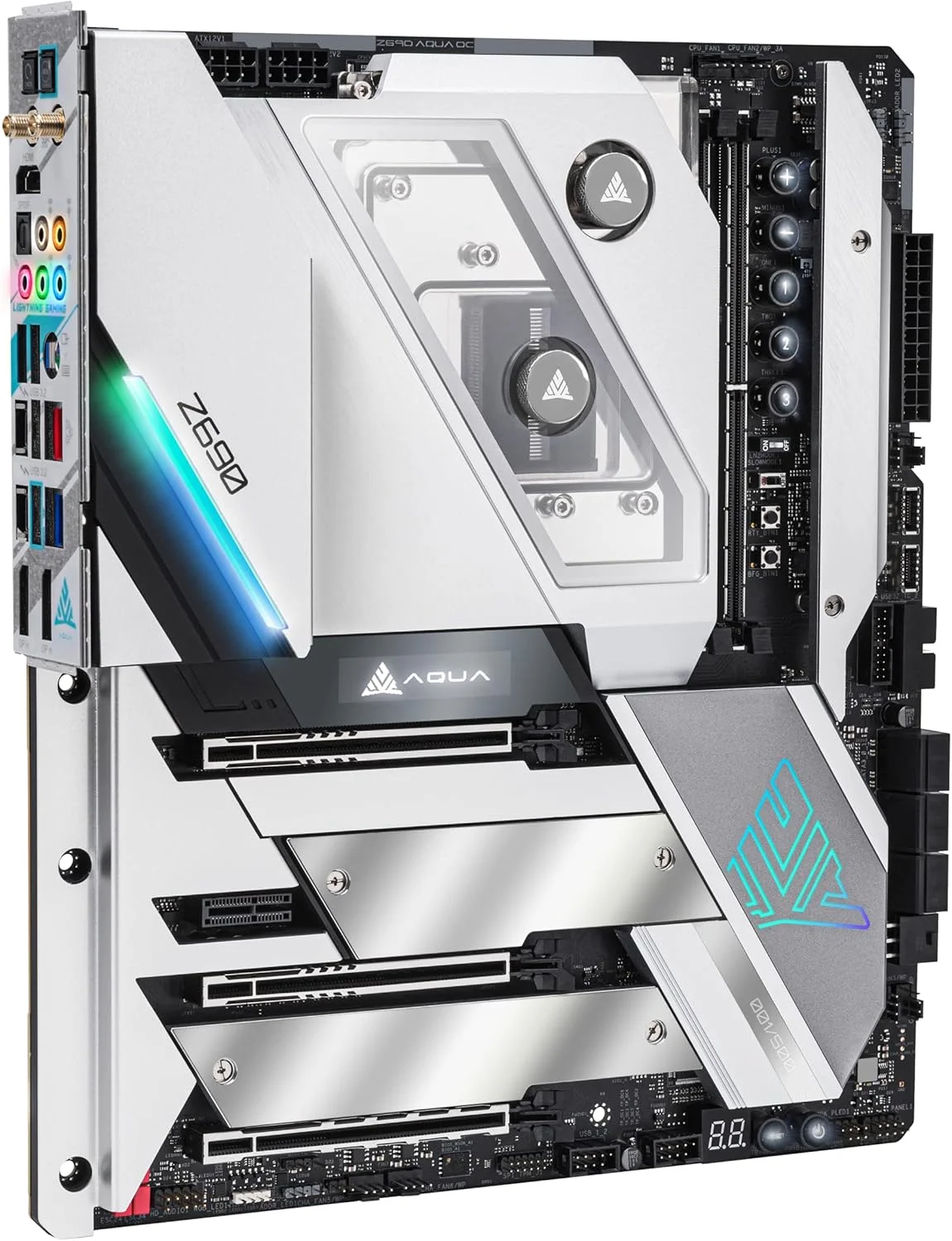 مادربرد ASRock Z690 AQUA OC، اینتل Z690، سوکت 1700، EATX، دو اسلات DDR5، HDMI، دو تاندربولت، Wi-Fi، شبکه 10G و 2.5G LAN، PCIe5، نورپردازی RGB، سه اسلات M.2 مادربرد ASRock Z690 AQUA OC، اینتل Z690، سوکت 1700، EATX، دو اسلات DDR5، HDMI، دو تاندربولت، Wi-Fi، شبکه 10G و 2.5G LAN، PCIe5، نورپردازی RGB، سه اسلات M.2