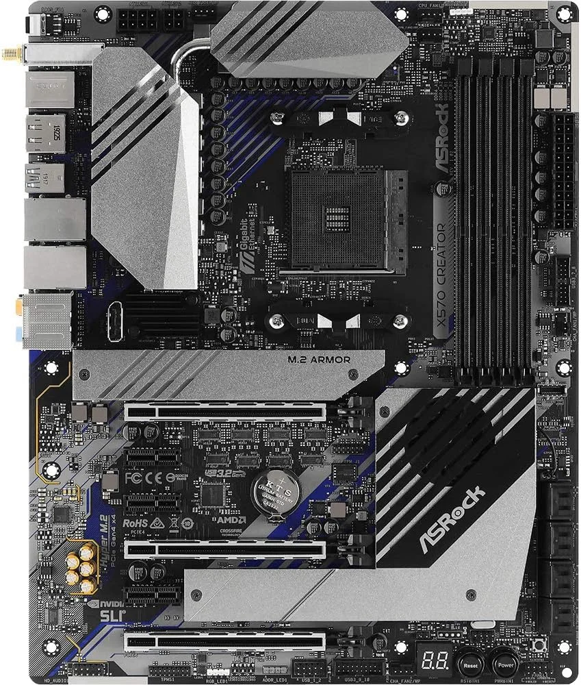 مادربرد ایتیایکس ASRock AMD Ryzen سری 3000 با سوکت AM4 و چیپست X570 مدل X570 Creator، مشکی مادربرد ایتیایکس ASRock AMD Ryzen سری 3000 با سوکت AM4 و چیپست X570 مدل X570 Creator، مشکی