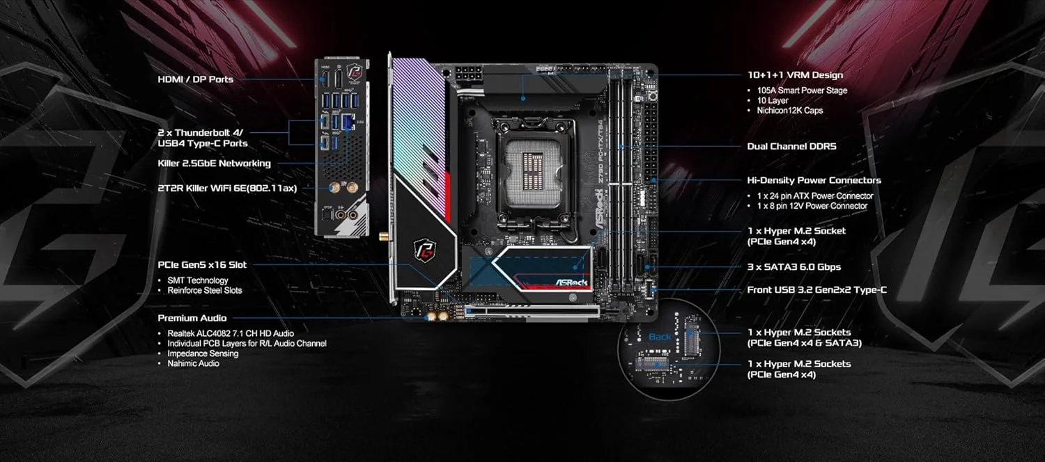 مادربرد ASRock Intel 1700 Z790 PGITXTB4