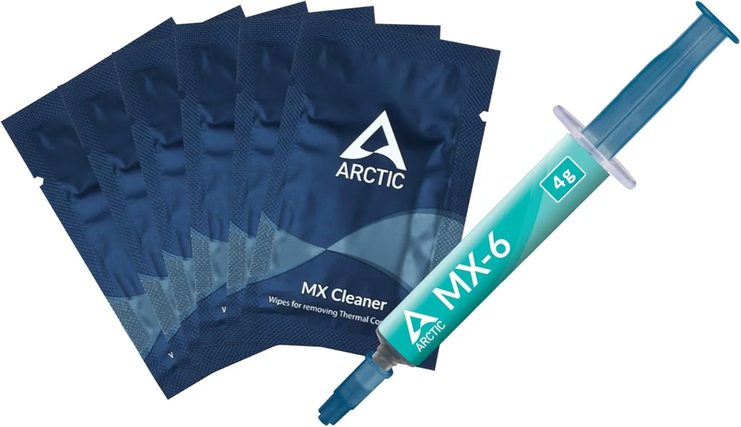 خمیر حرارتی ARCTIC MX-6 (4 گرم، شامل 6 عدد MX Cleaner) - خمیر حرارتی با عملکرد نهایی برای پردازنده، کنسول ها، کارت گرافیک، لپ تاپ، رسانایی حرارتی بسیار بالا، دوام طولانی، غیر رسانا، غیر خازنی