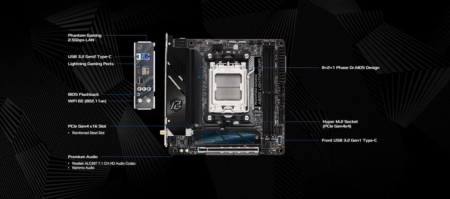 مادربرد ASRock A620I Lightning WiFi DDR5 AM5 مادربرد ASRock A620I Lightning WiFi DDR5 AM5
