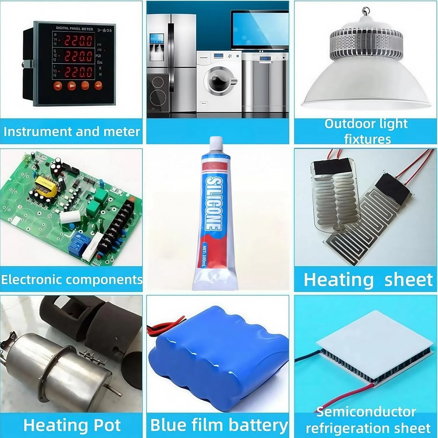 خمیر حرارتی پردازنده 100 میلی لیتری، چسب رسانای حرارتی، ترکیب سینک حرارتی با عملکرد بسیار بالا، خمیر حرارتی با عمر طولانی، خمیر سینک حرارتی کامپیوتر، تجهیزات الکترونیکی و سایر اجزای دفع حرارت