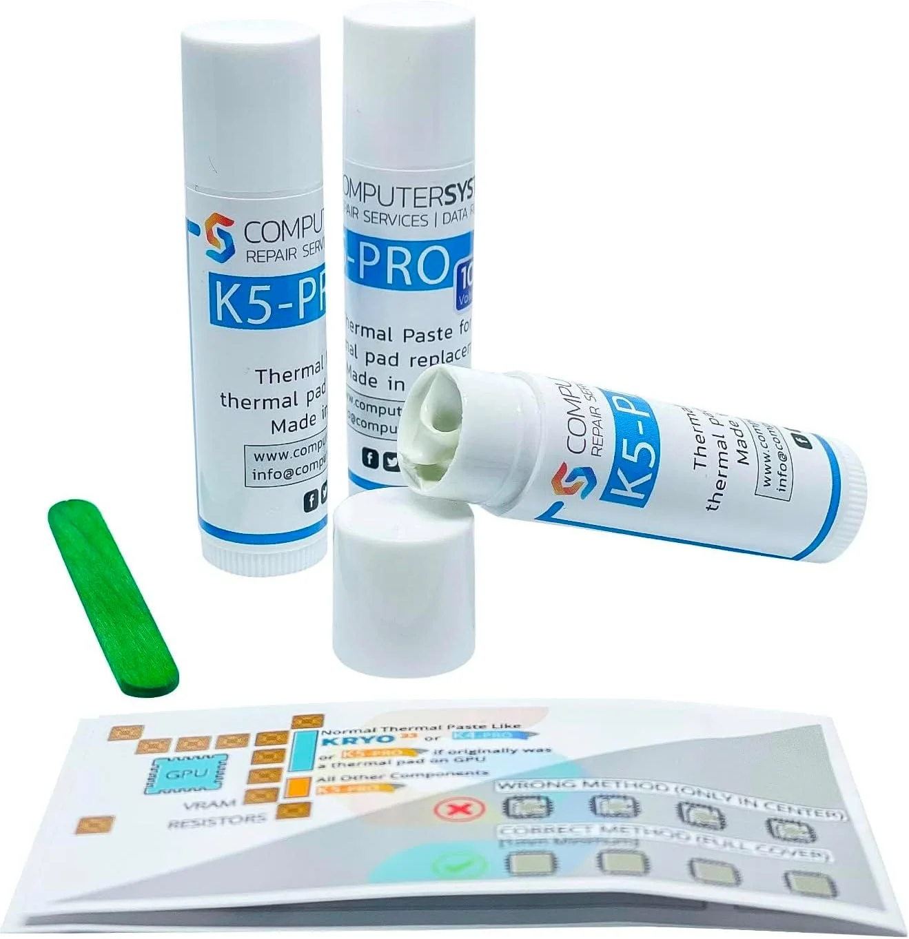 خمیر حرارتی ویسکوز Computer-Systems K5 PRO 30g (3X10g) برای جایگزینی پد حرارتی، 11 سانتی متر، خمیر حرارتی، سازگار با کنسول بازی، دسکتاپ، لپ تاپ