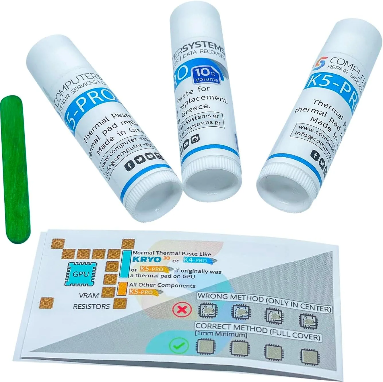 خمیر حرارتی ویسکوز Computer-Systems K5 PRO 30g (3X10g) برای جایگزینی پد حرارتی، 11 سانتی متر، خمیر حرارتی، سازگار با کنسول بازی، دسکتاپ، لپ تاپ