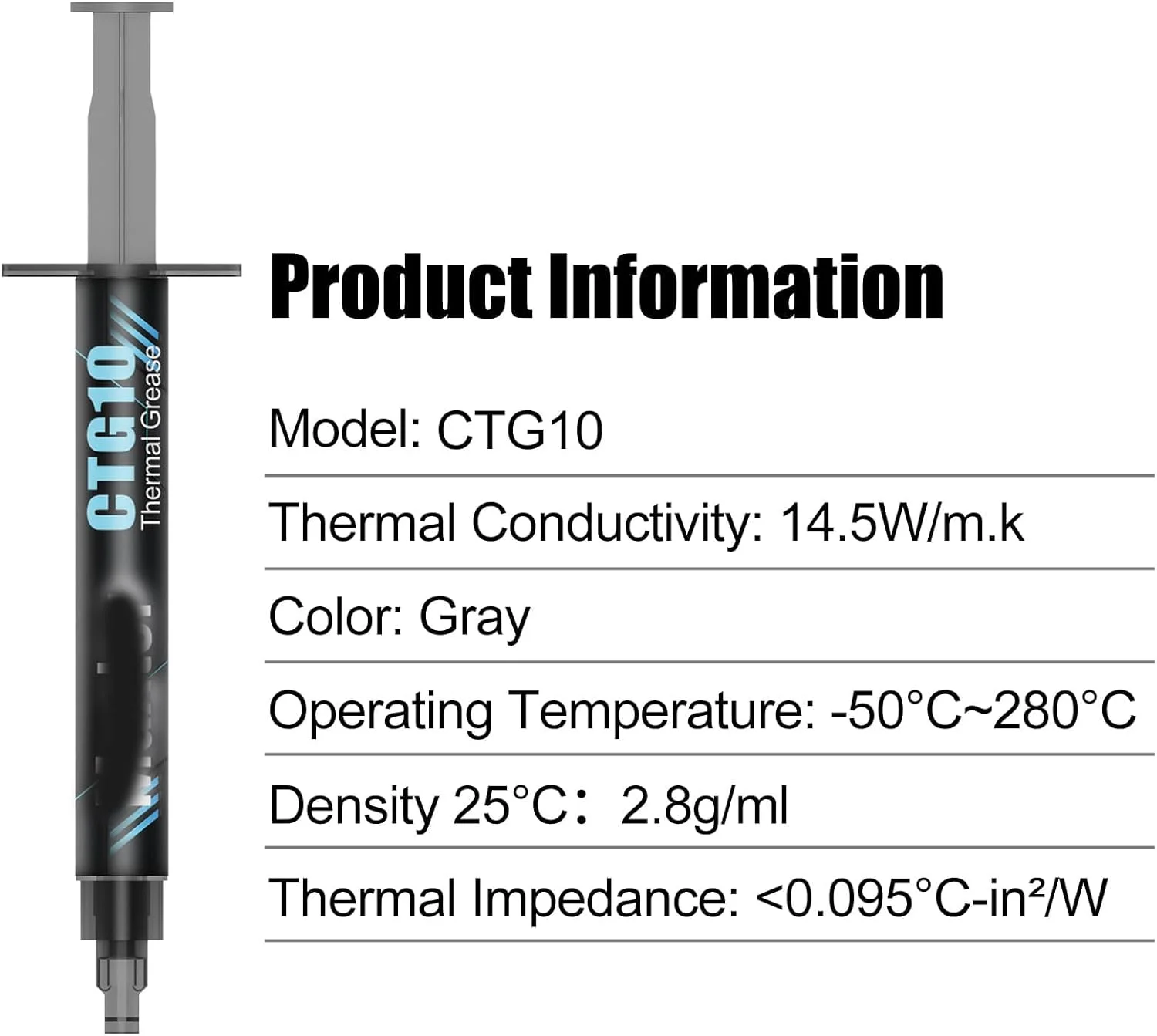 خمیر حرارتی Azonee CTG10 با رسانایی 14.5W/m.k، وزن 2 گرم، راه حل حرارتی نهایی برای حداکثر کارایی خنک کننده، مناسب برای پردازنده ها، کنسول های بازی، کارت گرافیک، لپ تاپ، غیر خازنی و بادوام
