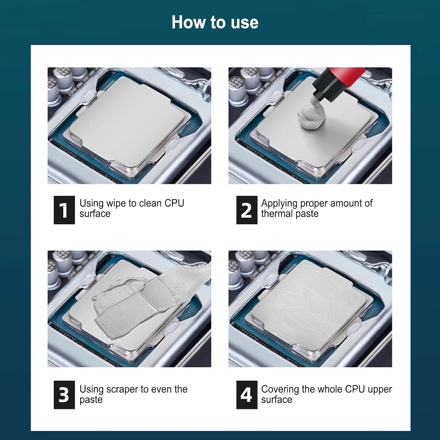 خمیر حرارتی Azonee با رسانایی حرارتی بالا 13.5W/m-k 2g، گریس سیلیکونی ارتقا یافته با کاردک برای خنک کننده تمام CPU/GPU، عملکرد طولانی مدت 5 ساله، اتلاف حرارت پیشرفته