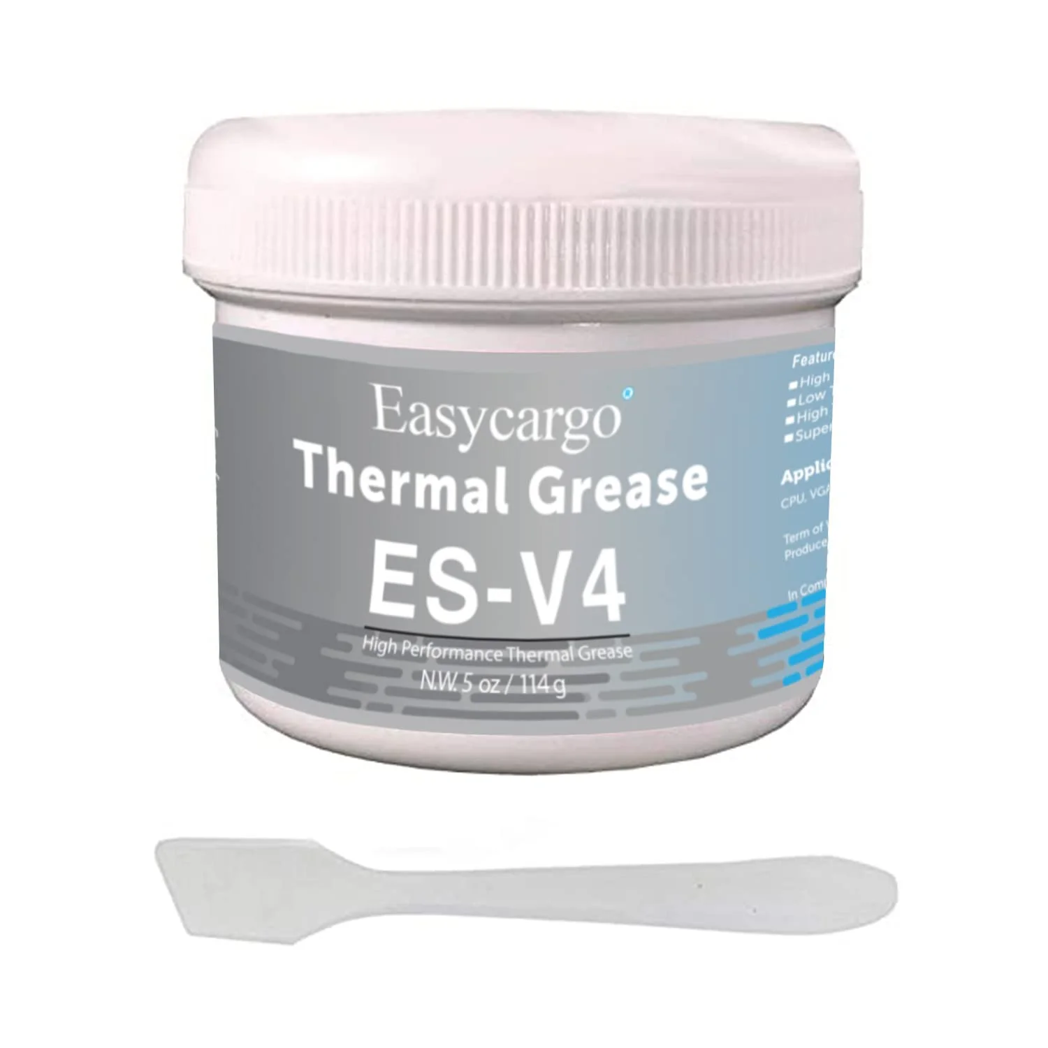 خمیر حرارتی نقره ای 114 گرمی Easycargo، گریس رسانای حرارتی با کارایی بالا، خمیر حرارتی نقره ای هیت سینک برای خنک کننده پردازنده CPU GPU VGA LED ترانزیستورها (114 گرم)