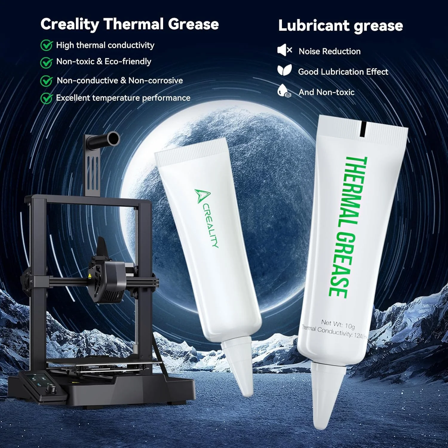 گریس حرارتی و روان کننده پرینتر سه بعدی کرالیتی، روغن روان کننده سیلیکونی برای پیچ سربی، ریل راهنما، چرخ دنده، بلبرینگ، رسانای حرارتی بالا، کاهش نویز، ضد زنگ برای همه پرینترهای سه بعدی گریس حرارتی و روان کننده پرینتر سه بعدی کرالیتی، روغن روان کننده سیلیکونی برای پیچ سربی، ریل راهنما، چرخ دنده، بلبرینگ، رسانای حرارتی بالا، کاهش نویز، ضد زنگ برای همه پرینترهای سه بعدی