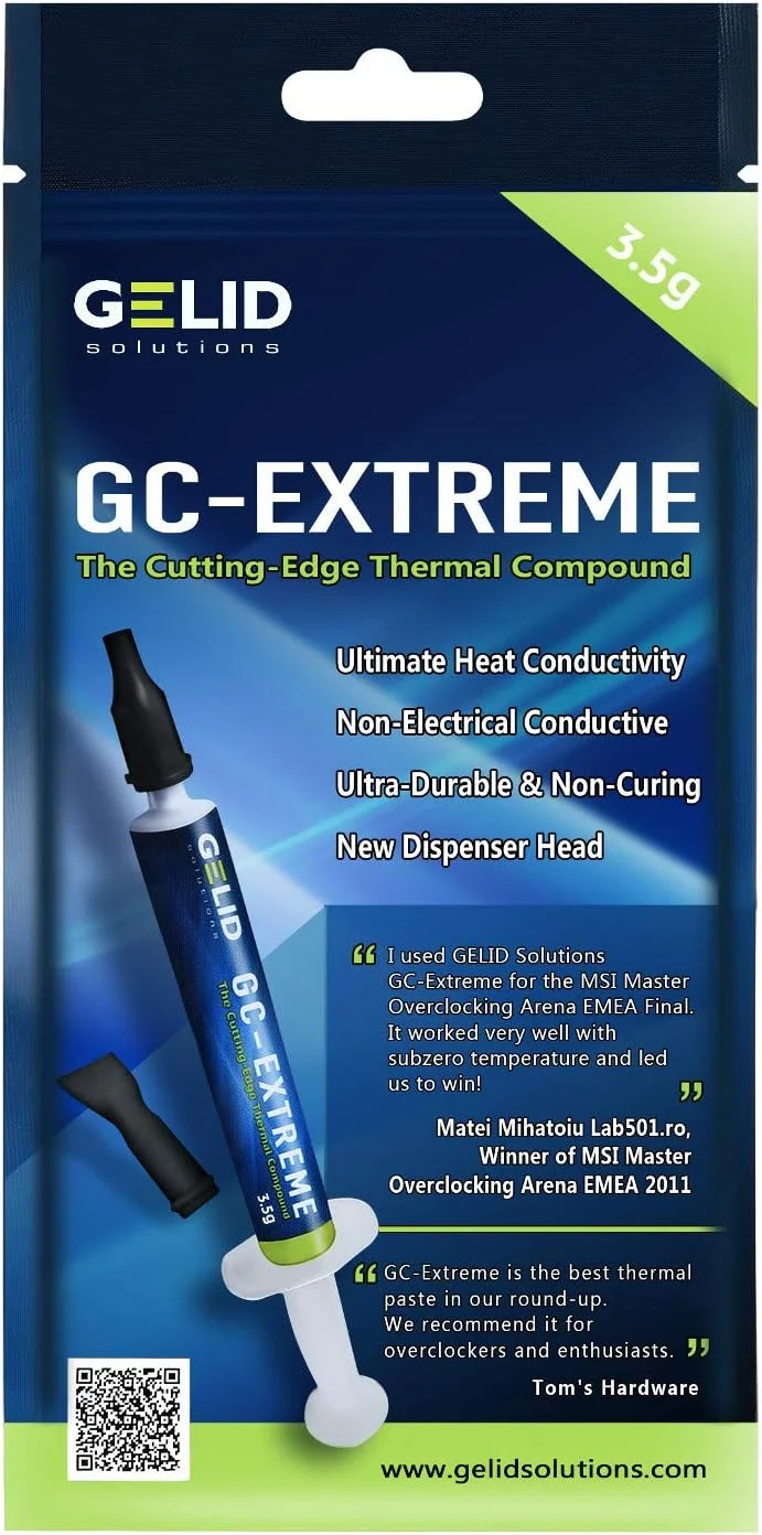 خمیر حرارتی رسانای گرما Gelid Solutions GC-Extreme 3.5g به همراه ابزار | حداکثر رسانایی حرارتی | استفاده آسان | غیر خورنده