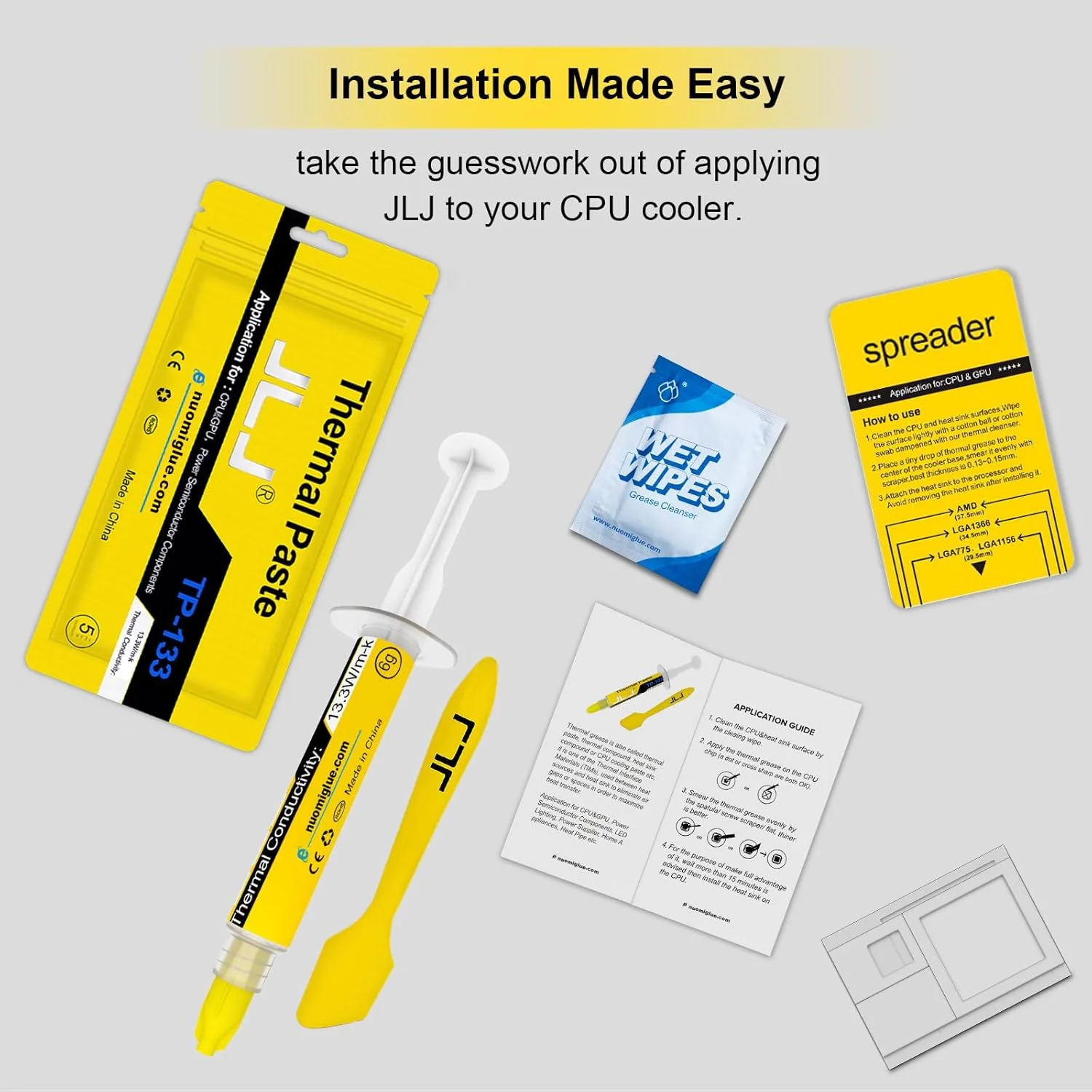 خمیر حرارتی JLJ، خمیر سیلیکون 6 گرمی هیت سینک برای IC/پردازنده/CPU/همه خنک کننده ها، عملکرد بالا بر پایه کربن