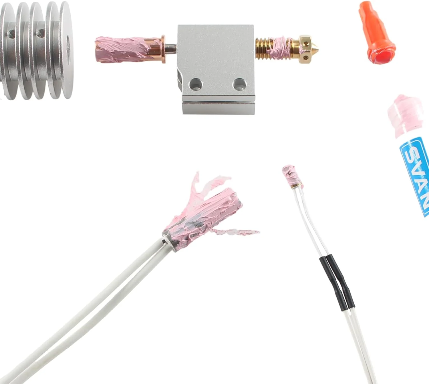 دو عدد خمیر نیترید بور ابزار ضروری لوازم جانبی پرینتر سه بعدی بهبود هدایت حرارتی: 2x4cc/2x4g گریس سیلیکونی حرارتی حفظ دمای پایدار برای هیت بریک پرینت سه بعدی