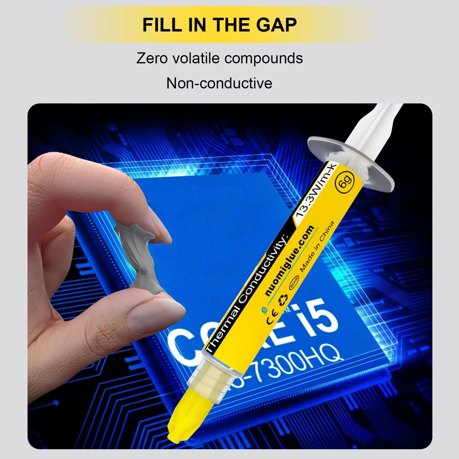 خمیر حرارتی JLJ، خمیر سیلیکون 6 گرمی هیت سینک برای IC/پردازنده/CPU/همه خنک کننده ها، عملکرد بالا بر پایه کربن