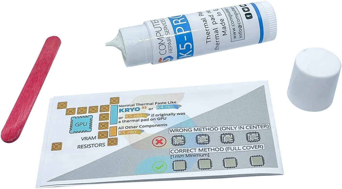 خمیر حرارتی غلیظ K5 PRO 10 گرمی - سازگار با اپل آی‌مک، ایسوس راگ، ایسر نیترو، لپ‌تاپ‌های MSI، RTX 3080، 2080TI، 3090، PS4، نینتندو سوییچ، ایکس‌باکس