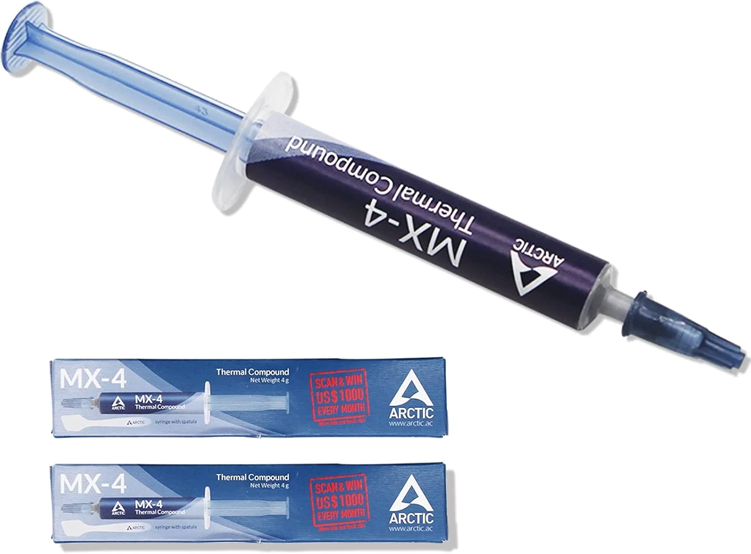 خمیر سیلیکون MQFORU Arctic MX-4 برای تمامی خنک‌کننده‌ها، خمیر هیت سینک، با دوام بالا بر پایه کربن، نسخه 2019 تشکیل شده از ذرات میکرو کربن، به همراه ابزار اضافی - 4 گرم (1 بسته)