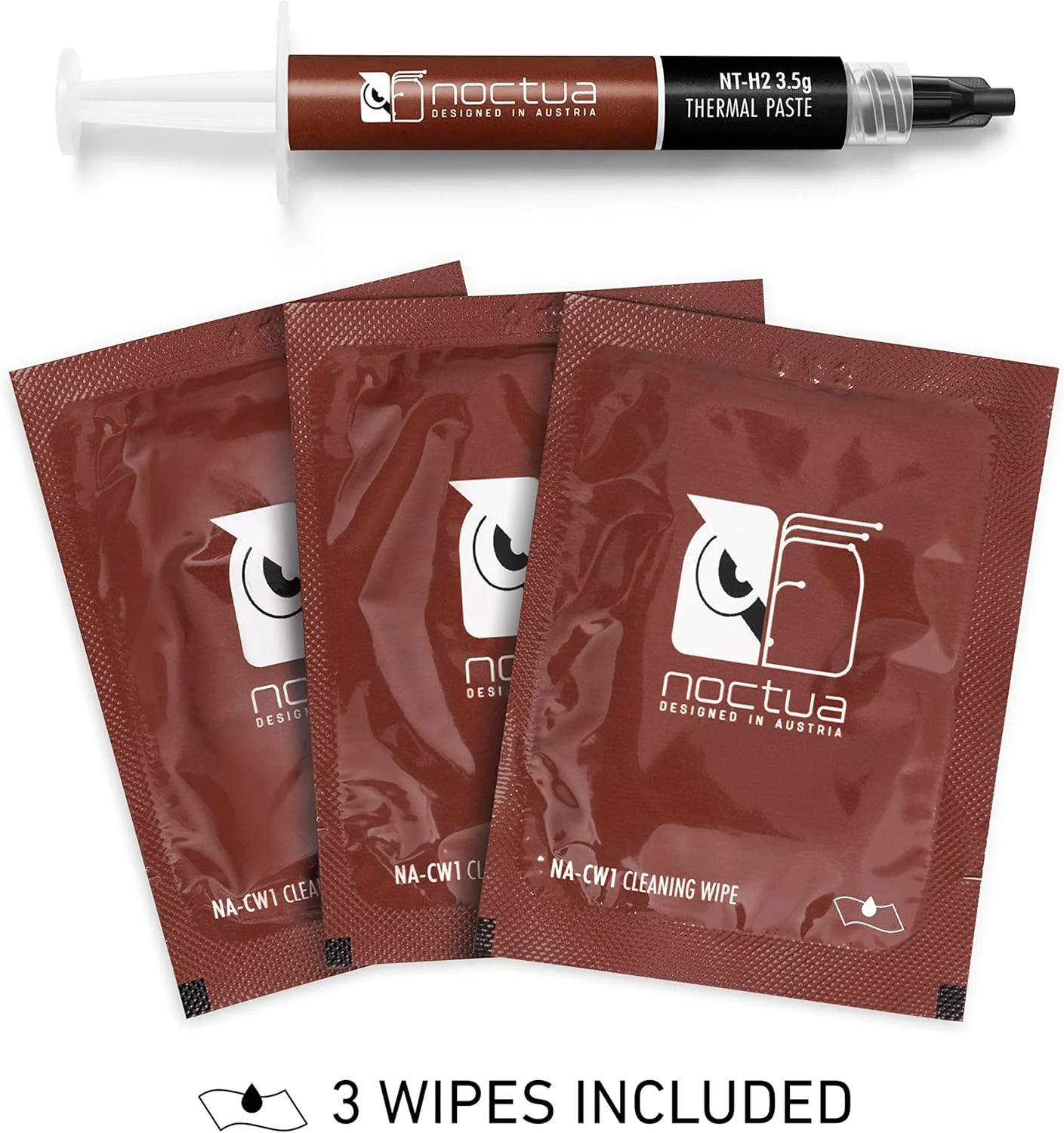 خمیر حرارتی کامپیوتر نوکتوا NT-H2 3.5 گرمی به همراه 3 دستمال تمیز کننده خمیر حرارتی کامپیوتر نوکتوا NT-H2 3.5 گرمی به همراه 3 دستمال تمیز کننده