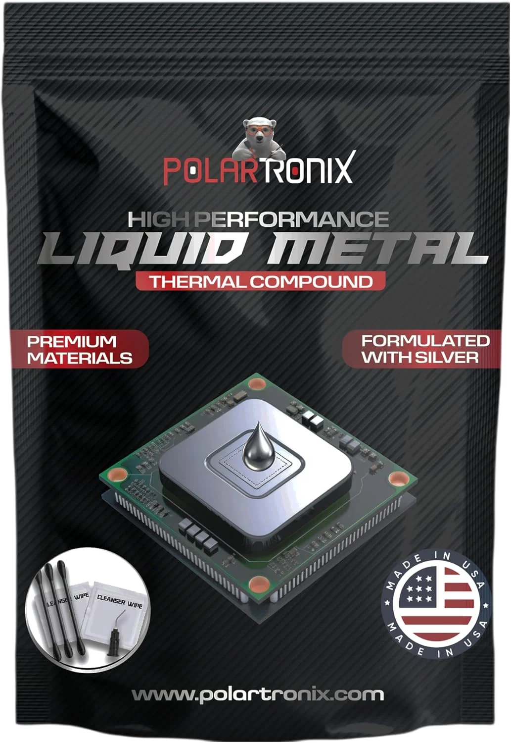 خمیر حرارتی فلز مایع 5 گرمی - 130 W/m'K - بالاترین رسانایی حرارتی - ساخت ایالات متحده آمریکا - عالی برای PS5، CPU، GPU - بسته بندی سازگار با محیط زیست 5 گرمی - آماده استفاده