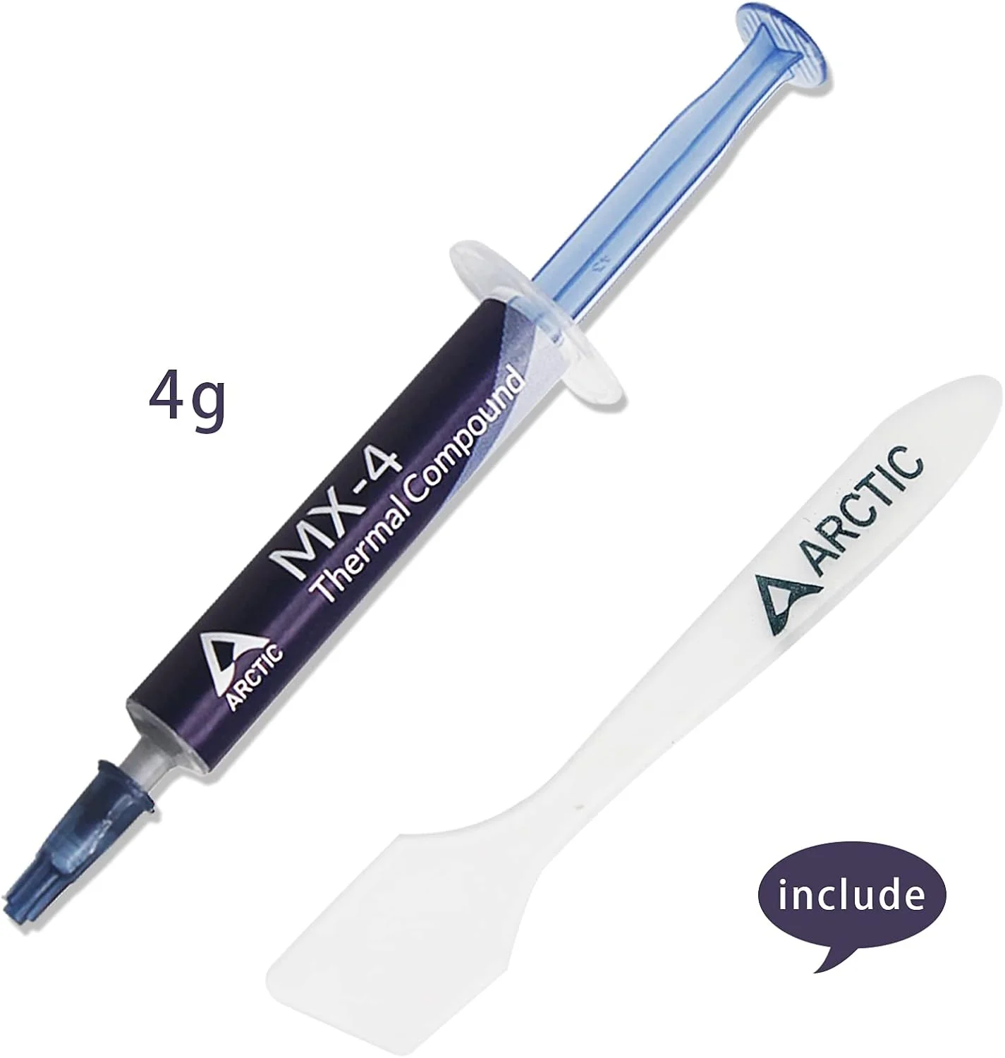 خمیر سیلیکون MQFORU Arctic MX-4 برای تمامی خنک‌کننده‌ها، خمیر هیت سینک، با دوام بالا بر پایه کربن، نسخه 2019 تشکیل شده از ذرات میکرو کربن، به همراه ابزار اضافی - 4 گرم (1 بسته)