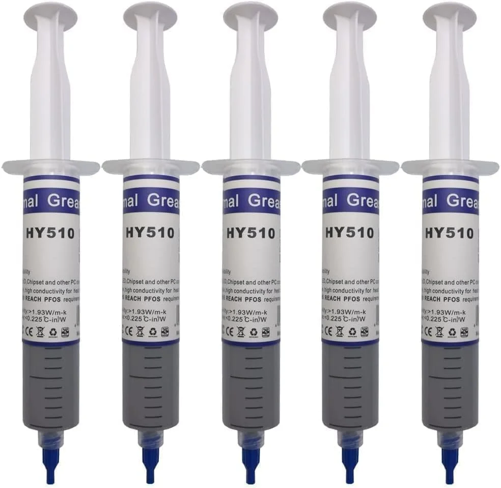 (بسته 5 عددی) خمیر حرارتی قابل استفاده مجدد (30 گرم)، سرنگ بزرگ گریس حرارتی خنک کننده مناسب برای استفاده در PC/CPU/GPU/LED/VGA - خاکستری