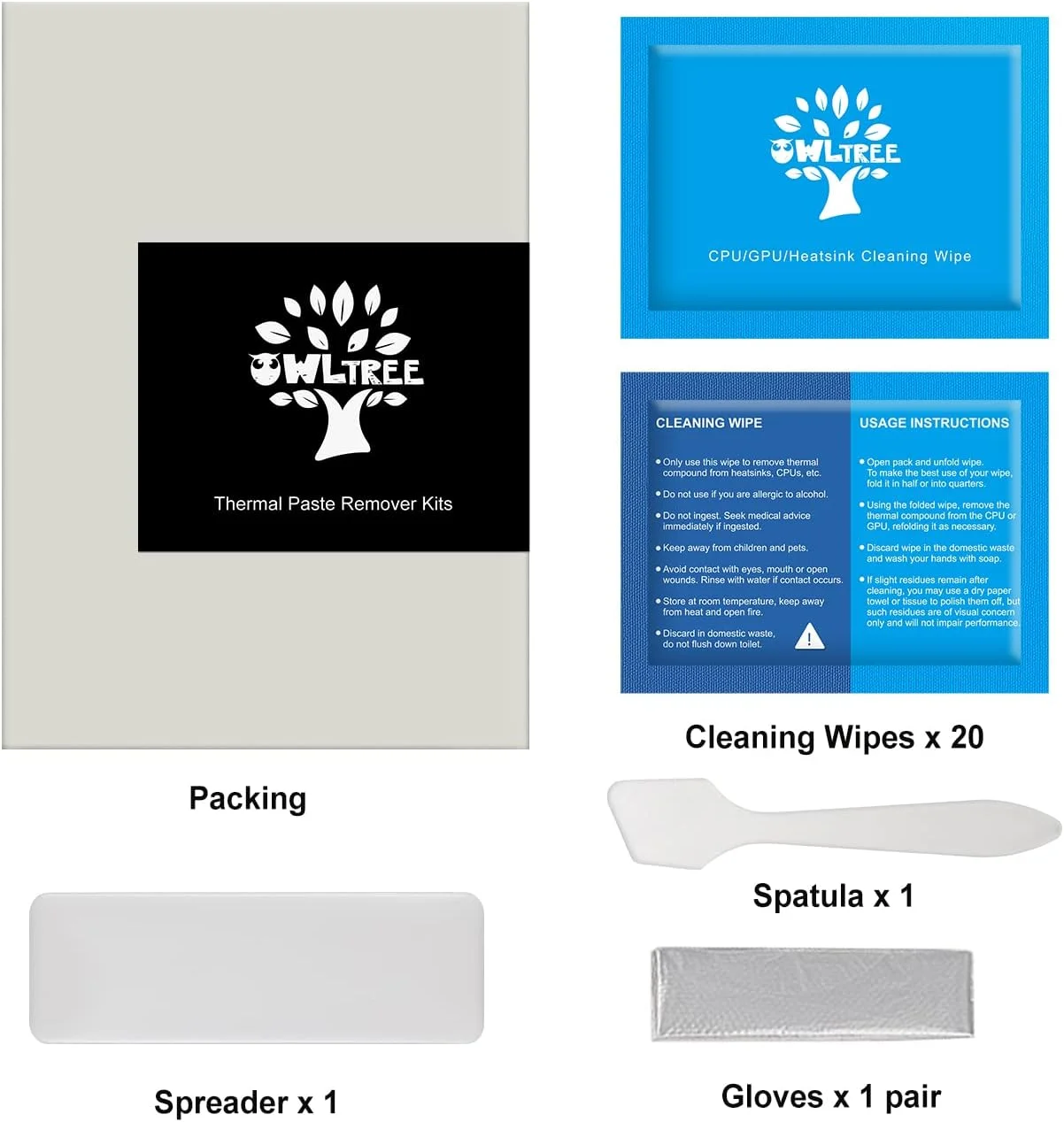 کیت های پاک کننده خمیر حرارتی OwlTree برای CPU، GPU، هیت سینک و غیره (20 عدد دستمال مرطوب) کیت های پاک کننده خمیر حرارتی OwlTree برای CPU، GPU، هیت سینک و غیره (20 عدد دستمال مرطوب)