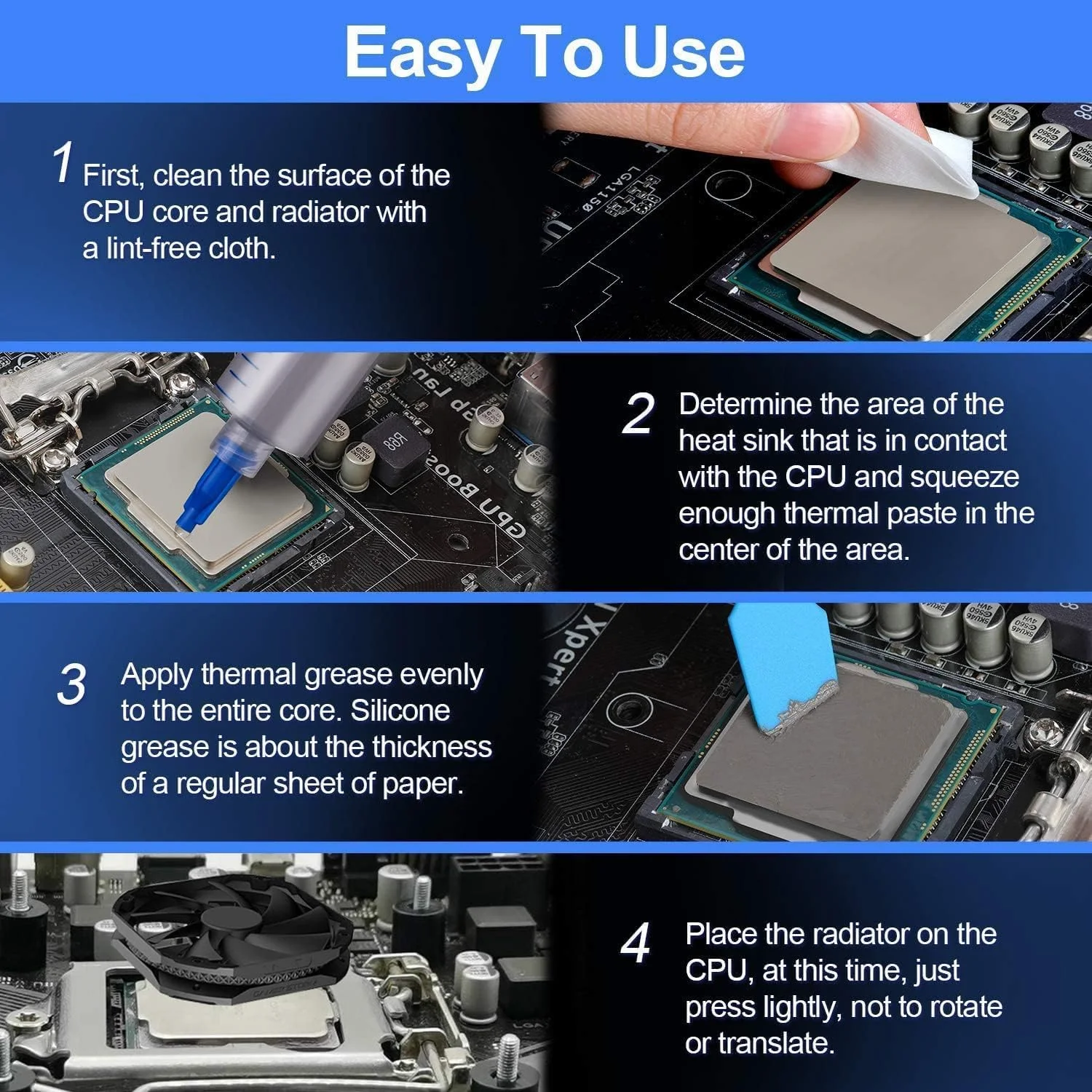 خمیر حرارتی با عملکرد بالا برای هیت سینک، خمیر حرارتی HY510، رسانایی حرارتی بیشتر از 1.93W/m-k، برای CPU، پردازنده، تمام کولرها، کامپیوتر، PS4 (HY510-30g، بسته 3 عددی)