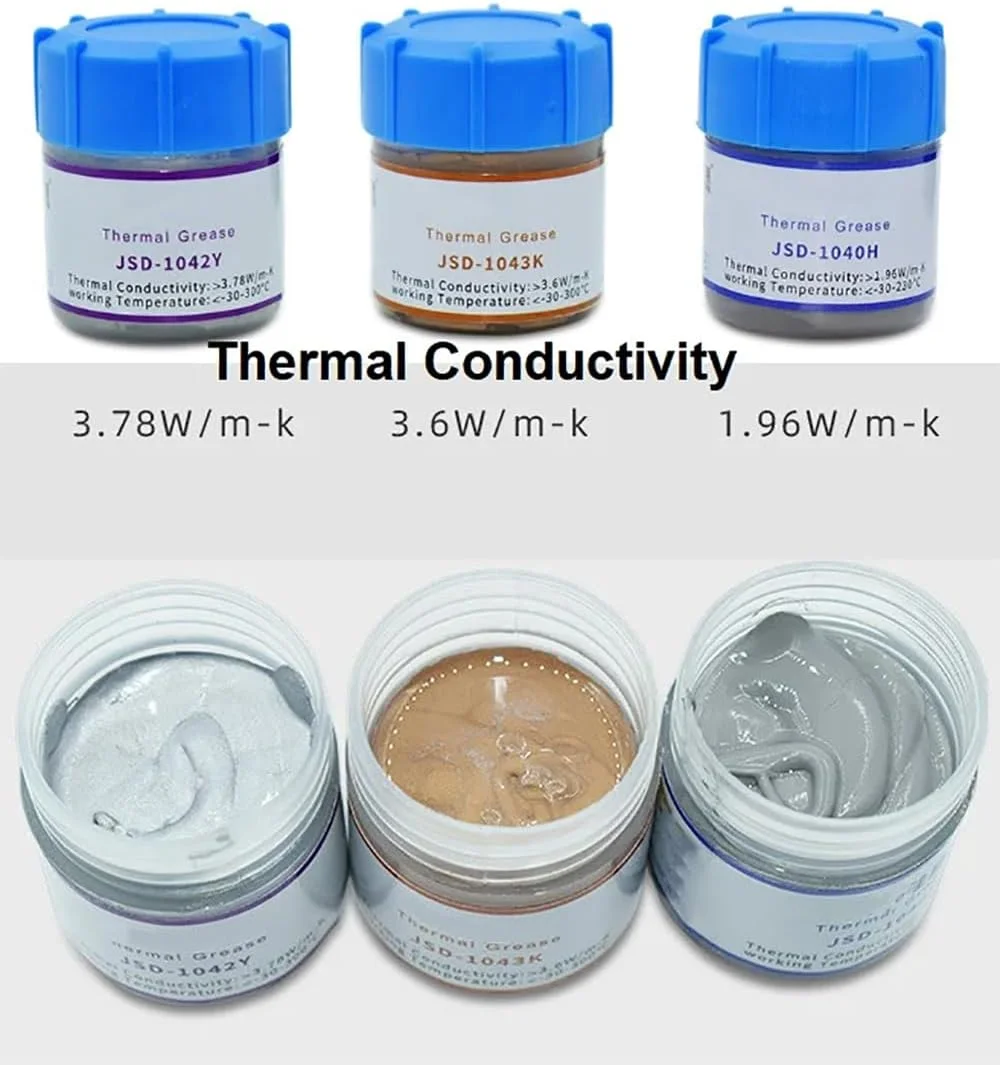 گریس حرارتی خاکستری روبیک برای CPU، GPU، چیپست و LED، خمیر حرارتی سیلیکونی خنک کننده CPU با عملکرد بالا (JSD-1040H) گریس حرارتی خاکستری روبیک برای CPU، GPU، چیپست و LED، خمیر حرارتی سیلیکونی خنک کننده CPU با عملکرد بالا (JSD-1040H)