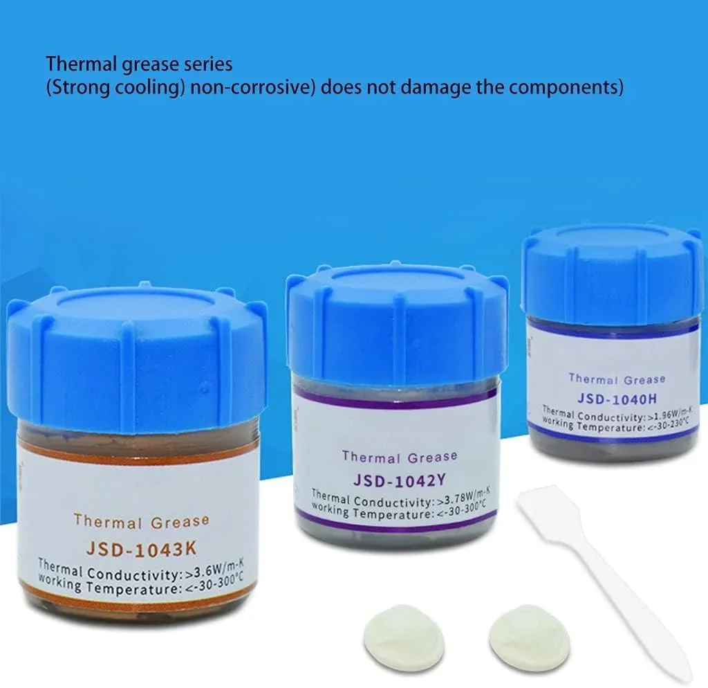 گریس حرارتی خاکستری روبیک برای CPU، GPU، چیپست و LED، خمیر حرارتی سیلیکونی خنک کننده CPU با عملکرد بالا (JSD-1040H) گریس حرارتی خاکستری روبیک برای CPU، GPU، چیپست و LED، خمیر حرارتی سیلیکونی خنک کننده CPU با عملکرد بالا (JSD-1040H)