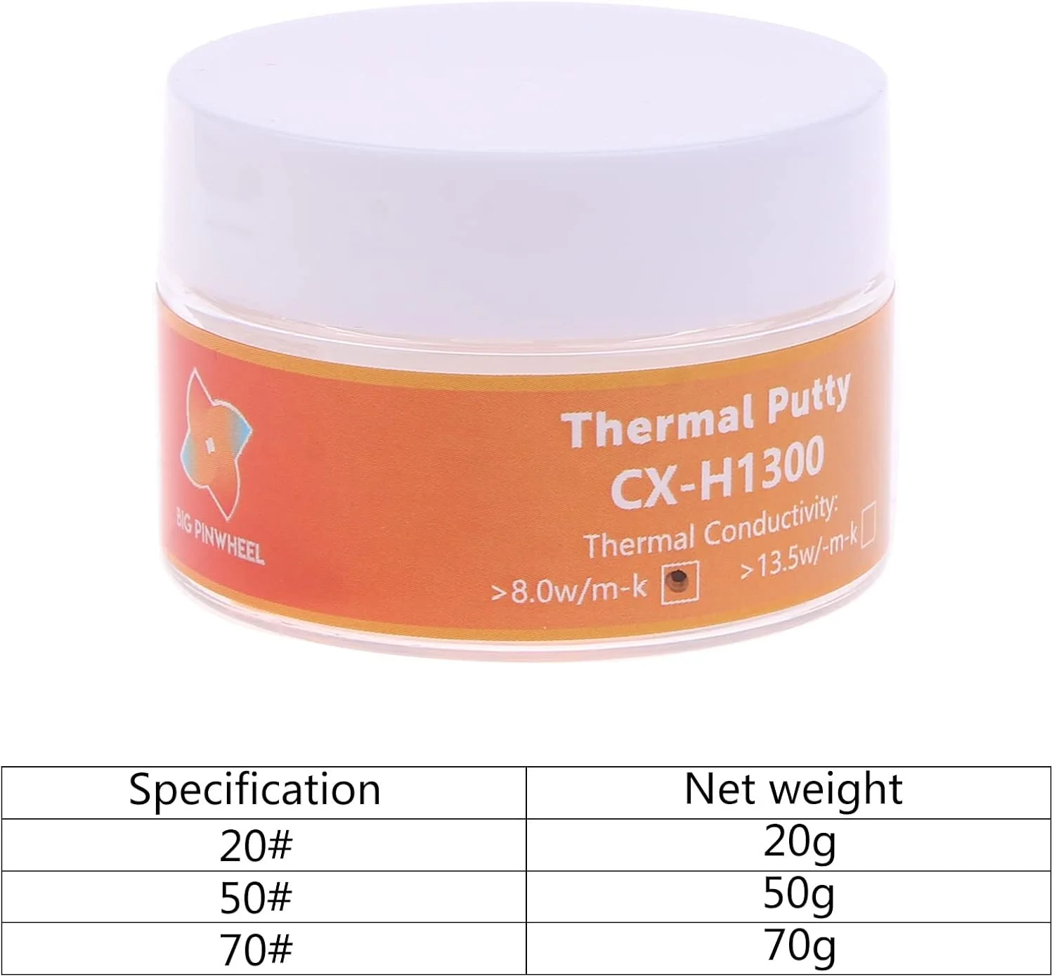 خمیر سیلیکونی حرارتی CX H1300 با هدایت حرارتی بالا، مناسب برای هیت سینک CPU، در وزن های 20، 50 و 70 گرم و با قدرت انتقال حرارت 13.5W/m-k