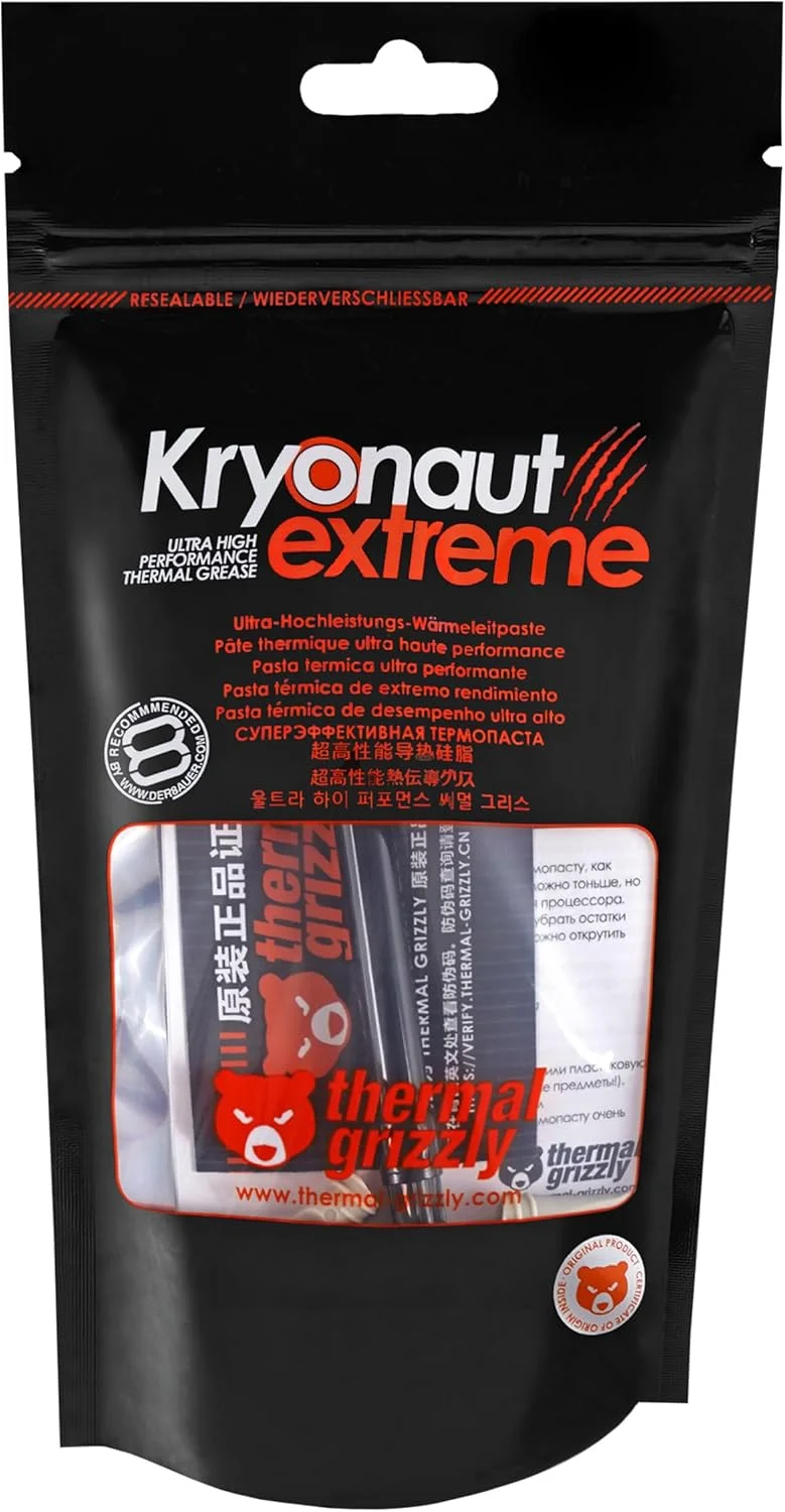 خمیر حرارتی Thermal Grizzly Kryonaut Extreme - خمیر حرارتی با عملکرد فوق العاده بالا - برای حداکثر رسانایی حرارتی در هنگام اورکلاک پردازنده/کارت گرافیک/PS4/PS5/Xbox (بسته 3 عددی 2 گرمی)