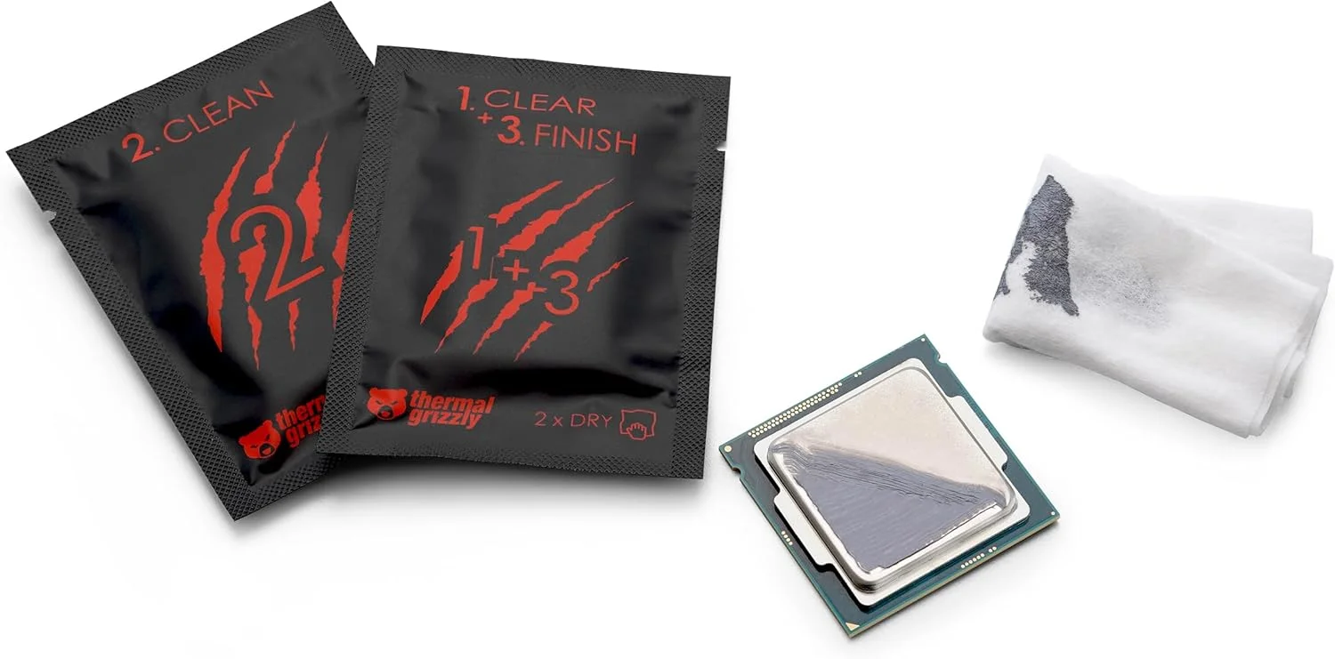 گریزلی حرارتی - دورونات - 6 گرم - خمیر حرارتی با دوام و عملکرد بالا - برای حداکثر رسانایی در هنگام اورکلاک پردازنده/کارت گرافیک/PS4/PS5/Xbox به همراه 12 دستمال تمیز کننده (6 مرطوب و 6 خشک)