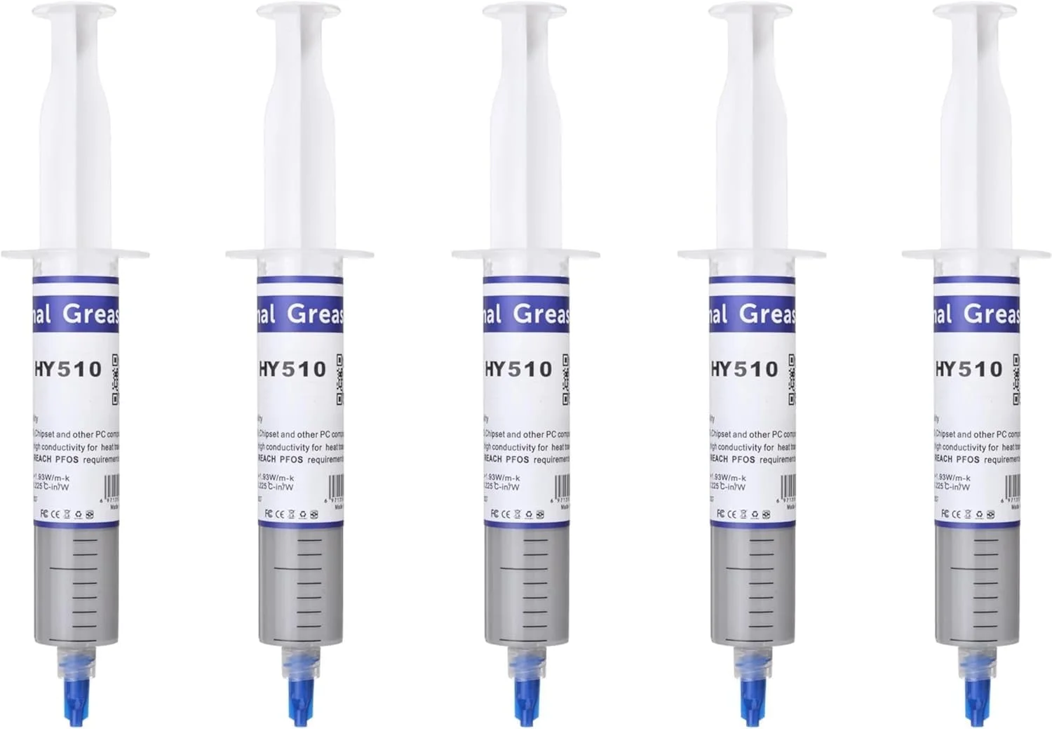 خمیر حرارتی STS، قابل استفاده مجدد (30 گرم) سرنگ بزرگ، خمیر سیلیکونی رسانای حرارتی، خنک کننده، مناسب برای PC/CPU/GPU/LED/VGA (خاکستری) (5 عدد ~ خاکستری)