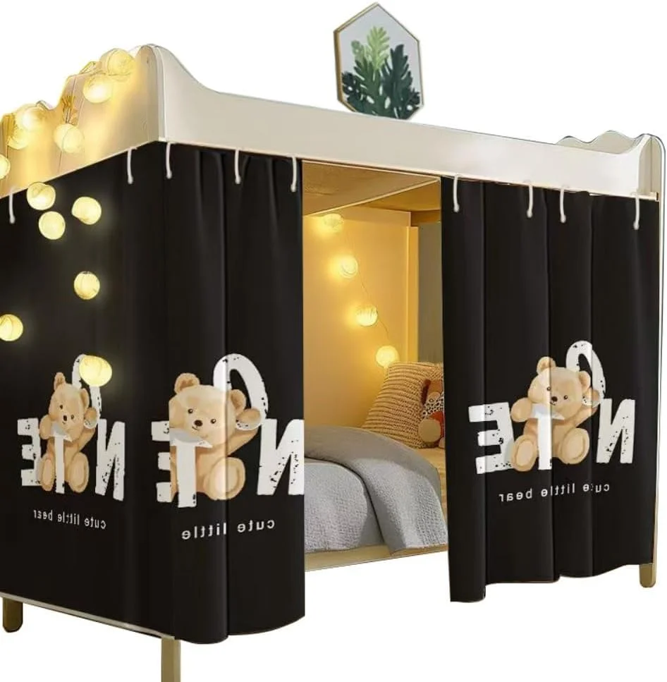 پرده تخت خواب پایین، پارچه حریم خصوصی زیر تخت برای تخت های دوقلو، 2 عدد، طرح خرس سیاه پرده تخت خواب پایین، پارچه حریم خصوصی زیر تخت برای تخت های دوقلو، 2 عدد، طرح خرس سیاه