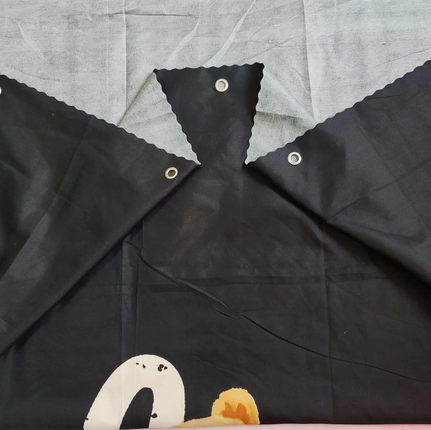 پرده تخت خواب پایین، پارچه حریم خصوصی زیر تخت برای تخت های دوقلو، 2 عدد، طرح خرس سیاه