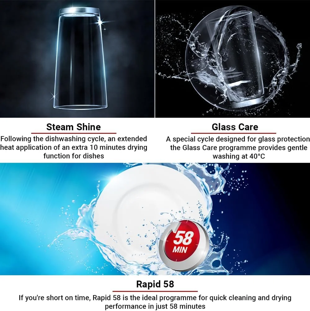 ماشین ظرفشویی ایستاده هیتاچی، 15 نفره، 8 برنامه، شستشوی قوی، مراقبت از ظروف شیشه ای، موتور اینورتر - شستشوی توربو، شستشوی ملایم در دمای 40 درجه سانتیگراد، ماشین ظرفشویی بی صدا، ایمنی سرریز، استیل ضد زنگ، HDF-F158CVX