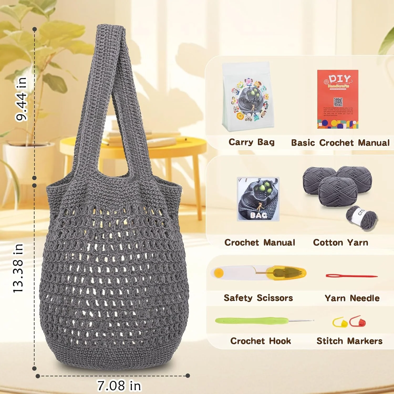 ست قلاب بافی برای مبتدیان، ست کیف قلاب بافی با دستورالعمل های گام به گام و آموزش های ویدئویی، ست کیف دوشی قلاب بافی، کیف دستی قلاب بافی DIY، هدیه قلاب بافی برای بزرگسالان، کودکان، دوستداران قلاب بافی، خاکستری ست قلاب بافی برای مبتدیان، ست کیف قلاب بافی با دستورالعمل های گام به گام و آموزش های ویدئویی، ست کیف دوشی قلاب بافی، کیف دستی قلاب بافی DIY، هدیه قلاب بافی برای بزرگسالان، کودکان، دوستداران قلاب بافی، خاکستری