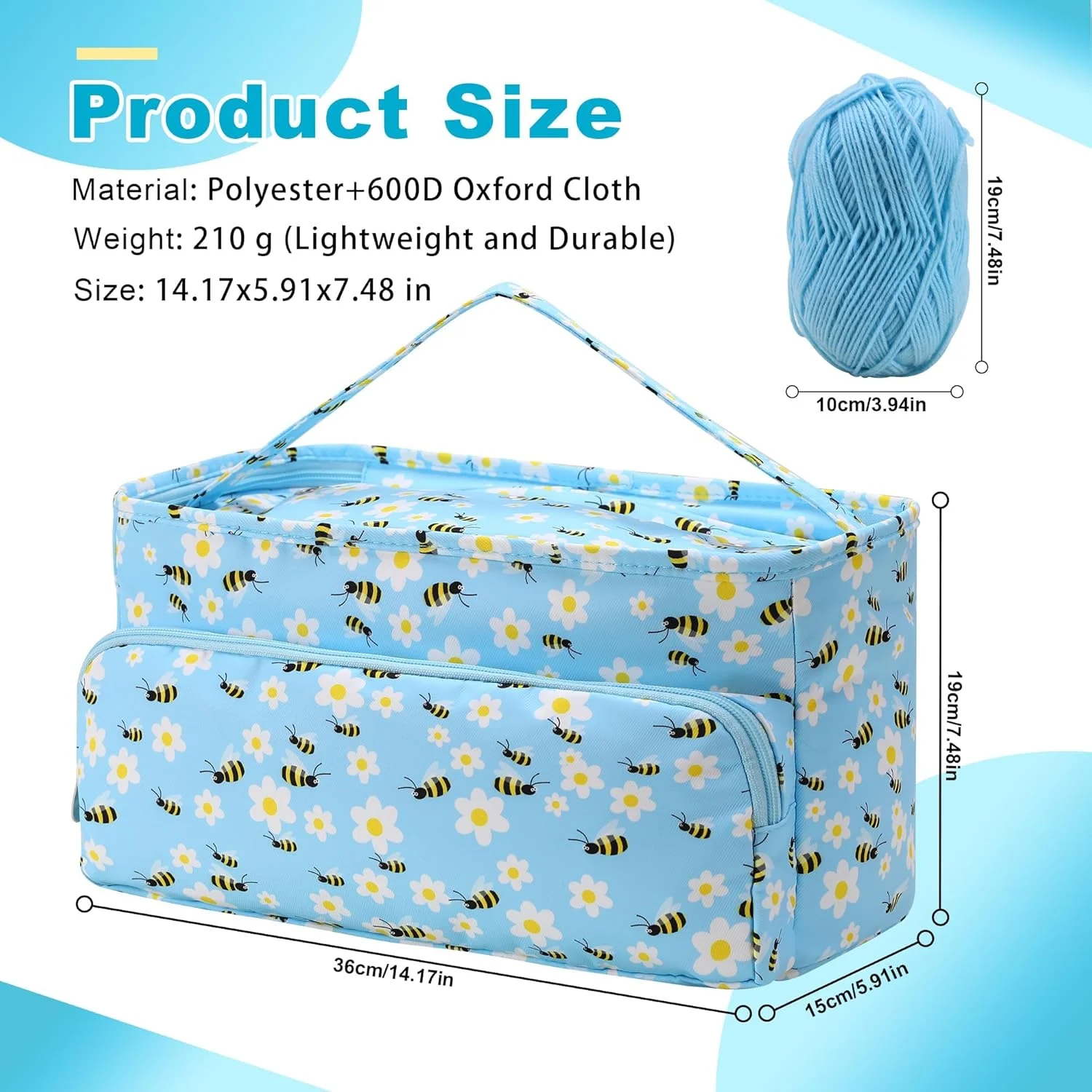 کیف قلاب بافی - سازمان دهنده نگهداری نخ با 3 سوراخ بدون گره خوردگی، کیف بزرگ پروژه بافندگی برای لوازم صنایع دستی، طراحی چند جیبی برای قلاب ها و لوازم (قابل شستشو در ماشین لباسشویی) کیف قلاب بافی - سازمان دهنده نگهداری نخ با 3 سوراخ بدون گره خوردگی، کیف بزرگ پروژه بافندگی برای لوازم صنایع دستی، طراحی چند جیبی برای قلاب ها و لوازم (قابل شستشو در ماشین لباسشویی)