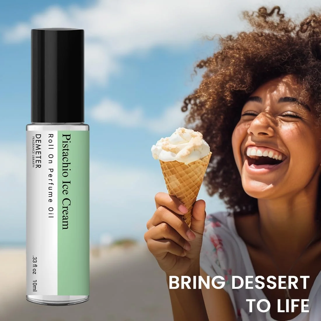 عطر روغنی رولی با رایحه بستنی پسته دیمتر 8.8 میلی لیتر