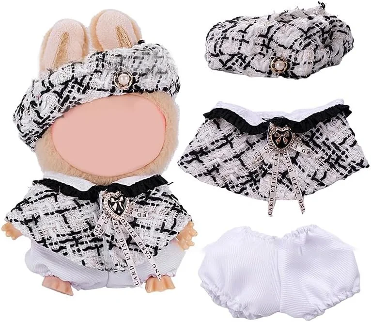 ست لباس ۱۷ سانتی متری، کلاه و لباس برای لوازم جانبی ۱۷ سانتی متری، لباس عروسک شیک و زیبا برای آراستن با استایلی منحصر به فرد - عروسک شامل نمی شود (سیاه سفید) ست لباس ۱۷ سانتی متری، کلاه و لباس برای لوازم جانبی ۱۷ سانتی متری، لباس عروسک شیک و زیبا برای آراستن با استایلی منحصر به فرد - عروسک شامل نمی شود (سیاه سفید)