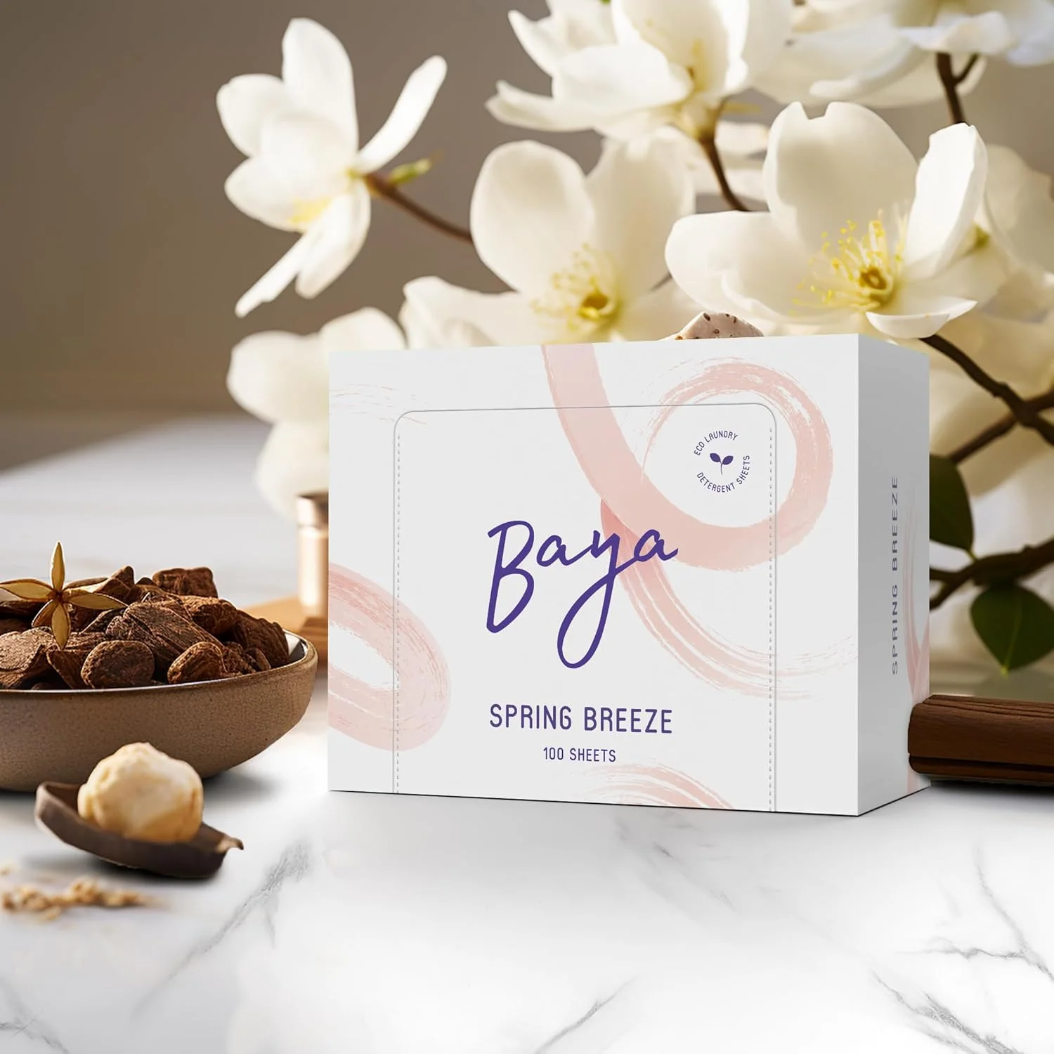 ورقه‌های شوینده لباس بایا | رایحه نسیم بهاری (۱۰۰ عدد) | صابون لباسشویی بدون مایع سازگار با محیط زیست | فرمول قدرتمند کاملا طبیعی لکه‌ها و بوهای سرسخت را از بین می‌برد | ملایم روی پوست، ایمن برای رنگ‌ها