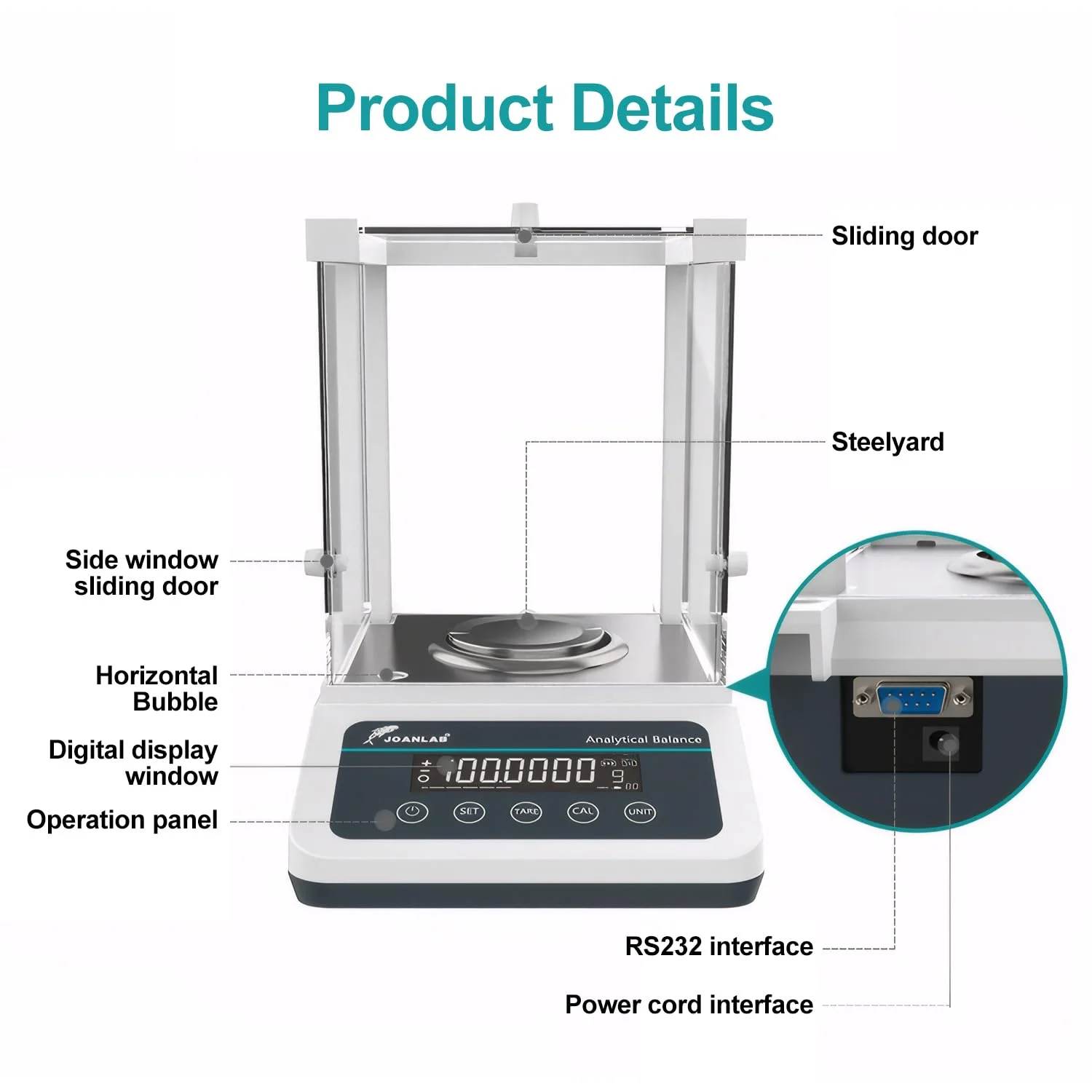 ترازوی تحلیلی دیجیتال JUMEIYP، دقت بالا 0.0001 گرم، ظرفیت 100 گرم، ترازوی آزمایشگاهی، ترازوی الکترونیکی علمی دقیق، کالیبراسیون خارجی برای آزمایشگاه، داروخانه، جواهرفروشی، (100 گرم، 0.1 میلی گرم)