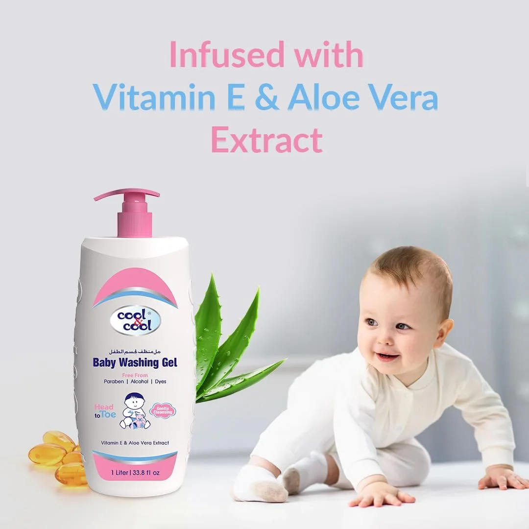 ژل شستشوی کودک کول اند کول - 1 لیتر (بسته 2 عددی) - شستشوی سر تا پای کودک، بدون رنگ، بدون اشک، بدون الکل، بدون پارابن، حاوی ویتامین E و عصاره آلوئه ورا با فرمولاسیون بسیار ملایم 2 لیتر