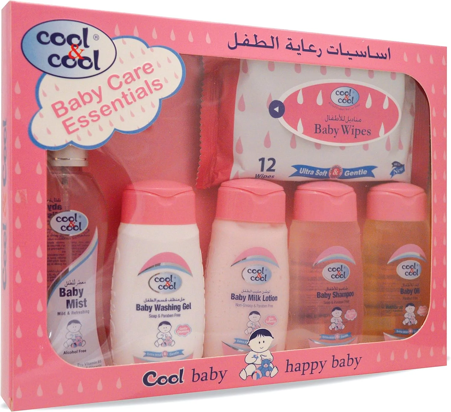 مجموعه لوازم ضروری مراقبت از کودک کول اند کول 60 میلی لیتر - مجموعه 6 در 1 لوازم ضروری کودک، لوسیون کودک 100 میلی لیتری، ژل شستشوی کودک، کرم مرطوب کننده، شامپو، روغن کودک، دستمال مرطوب کودک - فاقد پارابن، ملایم برای پوست حساس